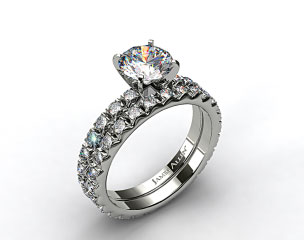 18k White Gold 0.54ct French Cut Pave Diamond Eternity Ring & Matching French Cut Eternity Band